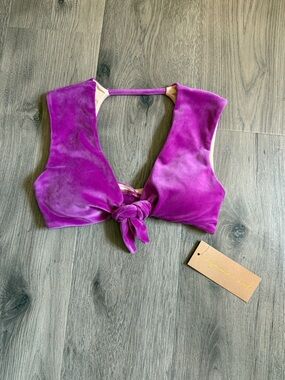 Niyama Sol Magenta Velvet Tie-Front Sports Bra